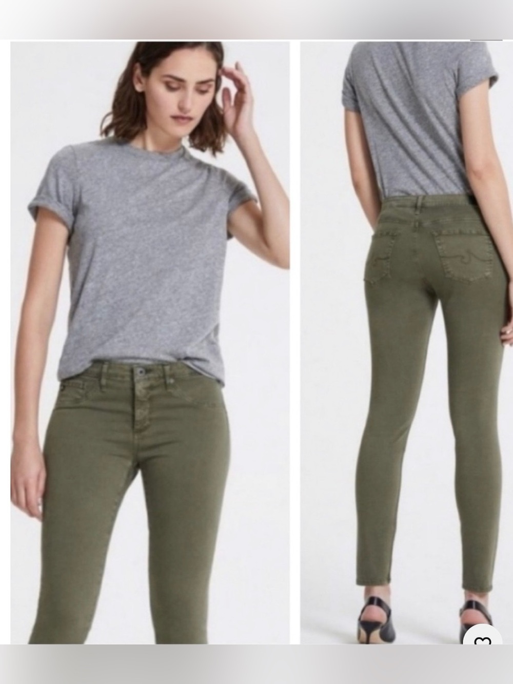 AG Stevie Ankle Jeans for Anthropologie, Olive Green, Size 29, EUC